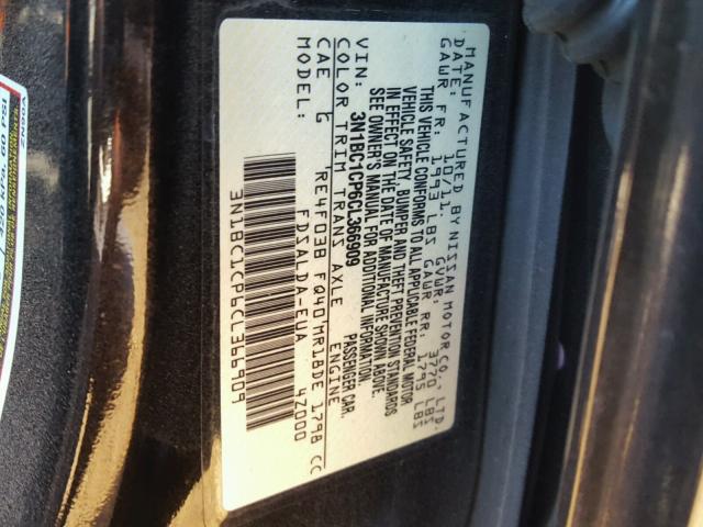 3N1BC1CP6CL366909 - 2012 NISSAN VERSA BLACK photo 10