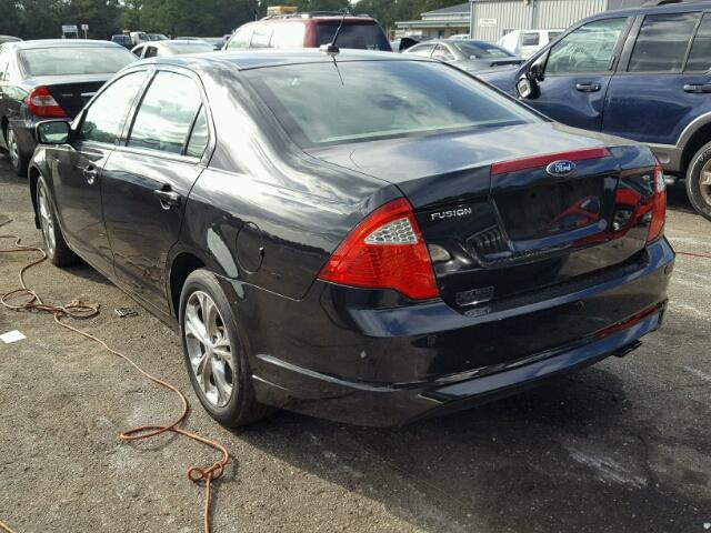 3FAHP0HA0CR226920 - 2012 FORD FUSION SE BLACK photo 3