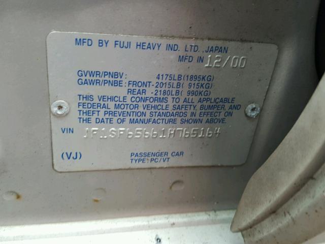 JF1SF65661H765164 - 2001 SUBARU FORESTER S 银色 照片 10