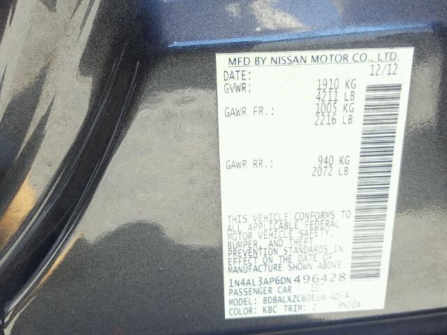 1N4AL3AP6DN496428 - 2013 NISSAN ALTIMA 2.5 GRAY photo 10