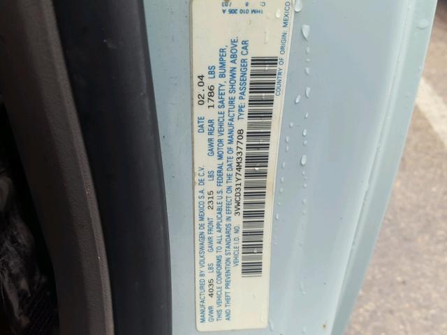 3VWCD31Y74M337708 - 2004 VOLKSWAGEN NEW BEETLE ლურჯი ფოტო 10