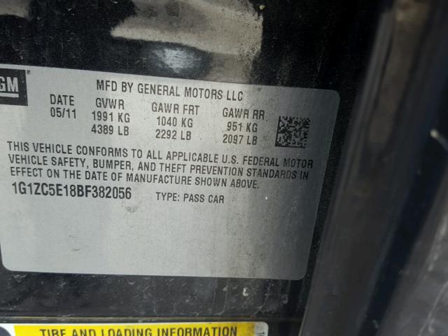 1G1ZC5E18BF382056 - 2011 CHEVROLET MALIBU 1LT BLACK photo 10