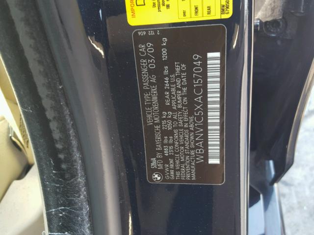 WBANV1C5XAC157049 - 2010 BMW 528 XI BLUE photo 10