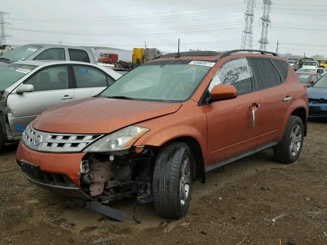 JN8AZ08W05W401818 - 2005 NISSAN MURANO SL ORANGE photo 2