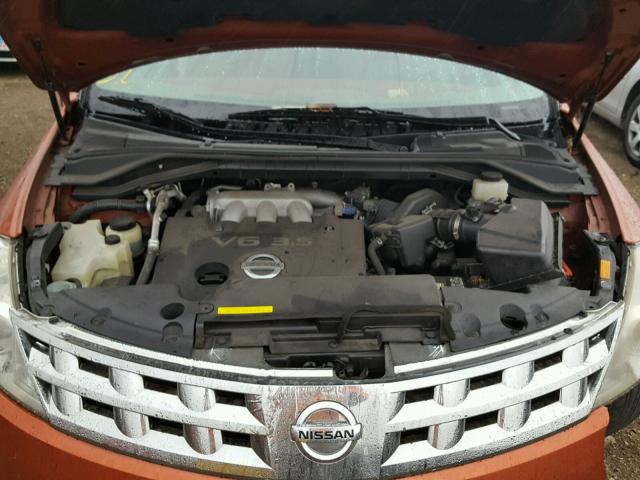 JN8AZ08W05W401818 - 2005 NISSAN MURANO SL ORANGE photo 7