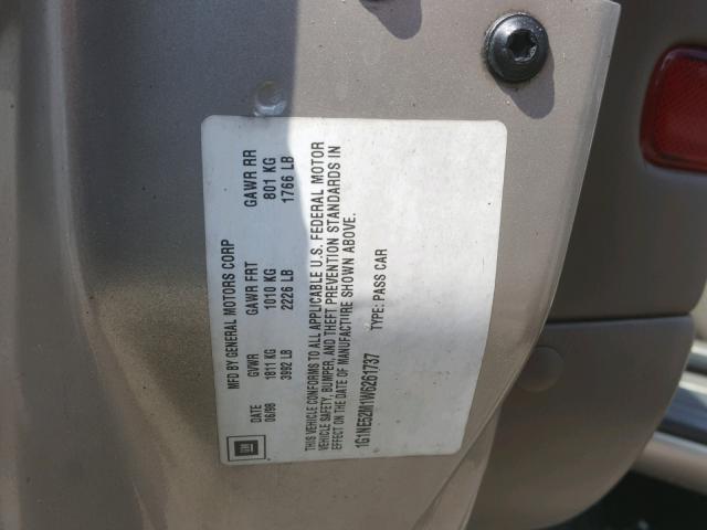 1G1NE52M1W6261737 - 1998 CHEVROLET MALIBU LS 金色 照片 10