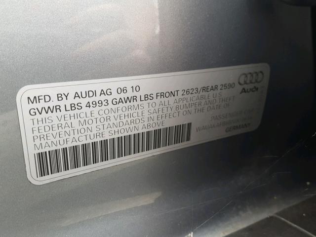 WAUAKAFB6BN003646 - 2011 AUDI A6 PREMIUM GRAY photo 10