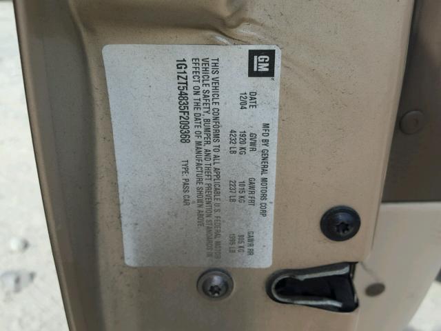 1G1ZS58F38F117659 - 2008 CHEVROLET MALIBU LS ბეჟი ფოტო 10