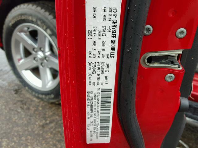 1D7RV1CTXBS509370 - 2011 DODGE RAM 1500 RED photo 10