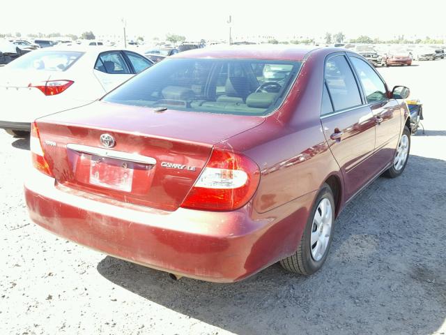 4T1BE32K34U271400 - 2004 TOYOTA CAMRY LE MAROON photo 4