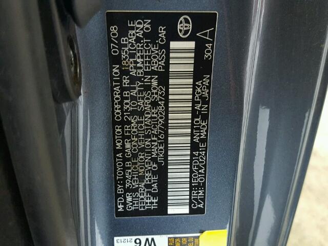 JTKDE167790284732 - 2009 TOYOTA SCION TC GRAY photo 10