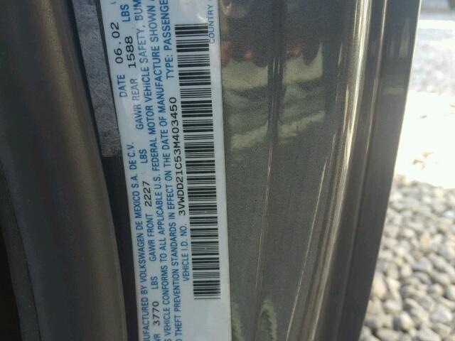 3VWDD21C53M403450 - 2003 VOLKSWAGEN NEW BEETLE 灰色 照片 10