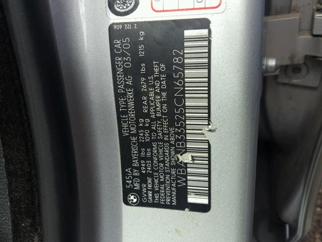 WBANB33525CN65782 - 2005 BMW 545 I SILVER photo 10