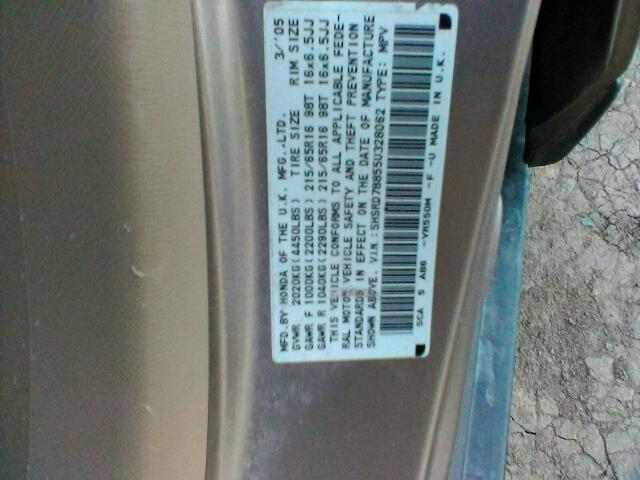 SHSRD78855U328062 - 2005 HONDA CR-V EX თაფლისფერი ფოტო 10