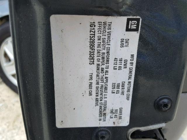 1G1ZT52895F332675 - 2005 CHEVROLET MALIBU LS ნაცრისფერი ფოტო 10