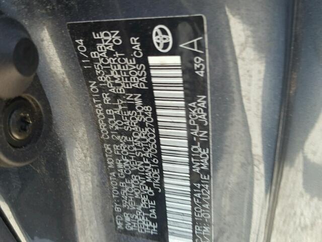 JTKDE167050027048 - 2005 TOYOTA SCION TC გრაფიტი ფოტო 10