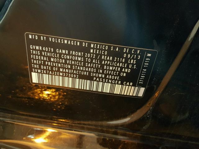 3VW2K7AJ2EM373092 - 2014 VOLKSWAGEN JETTA BASE BLACK photo 10
