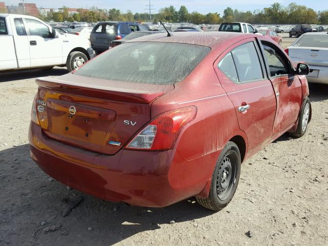 3N1CN7AP1DL860407 - 2013 NISSAN VERSA S RED photo 4