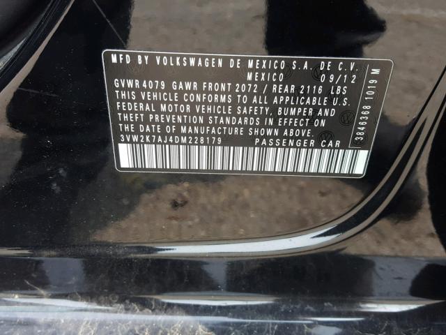 3VW2K7AJ4DM228179 - 2013 VOLKSWAGEN JETTA BASE Սև լուսանկար 10