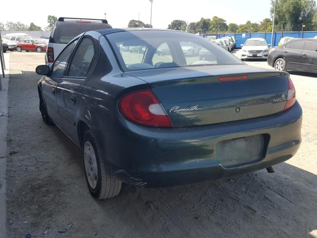 1P3ES46C7YD557744 - 2000 PLYMOUTH NEON BASE 绿色 照片 3