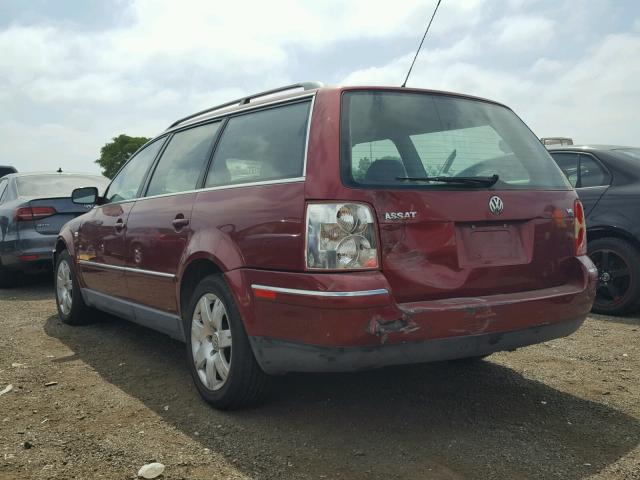WVWWH63B91E241546 - 2001 VOLKSWAGEN PASSAT GLX MAROON photo 3
