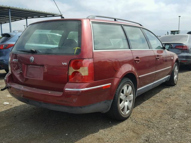 WVWWH63B91E241546 - 2001 VOLKSWAGEN PASSAT GLX MAROON photo 4