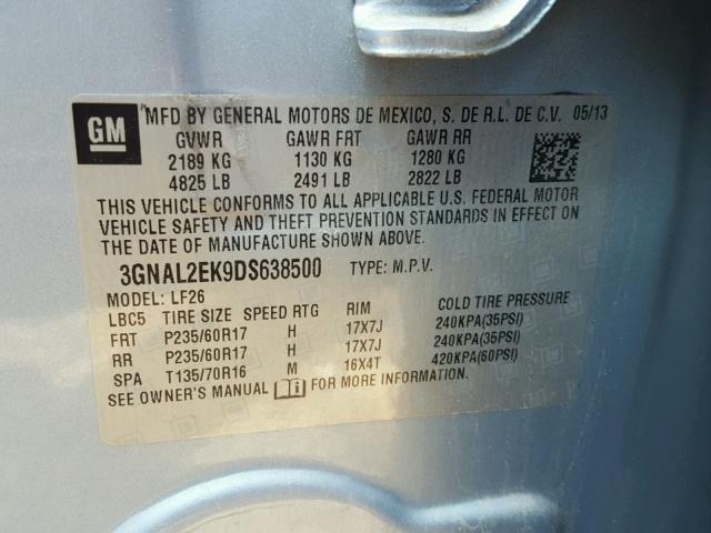 3GNAL2EK9DS638500 - 2013 CHEVROLET CAPTIVA LS 蓝色 照片 10