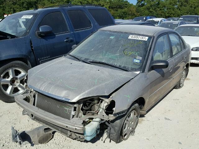 1HGES16592L048981 - 2002 HONDA CIVIC LX BEIGE photo 2