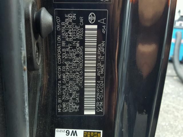 JTKDE167X80250895 - 2008 TOYOTA SCION TC 黑色 照片 10