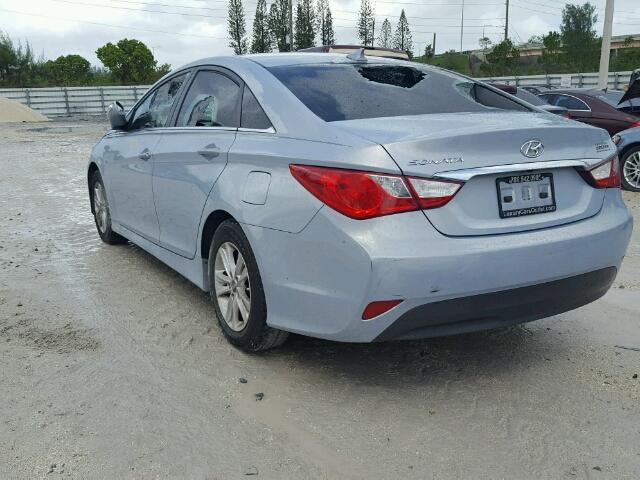 5NPEB4AC0EH925663 - 2014 HYUNDAI SONATA GLS BLUE photo 3