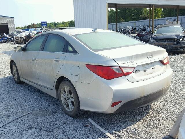 5NPEB4AC7EH916720 - 2014 HYUNDAI SONATA SILVER photo 3