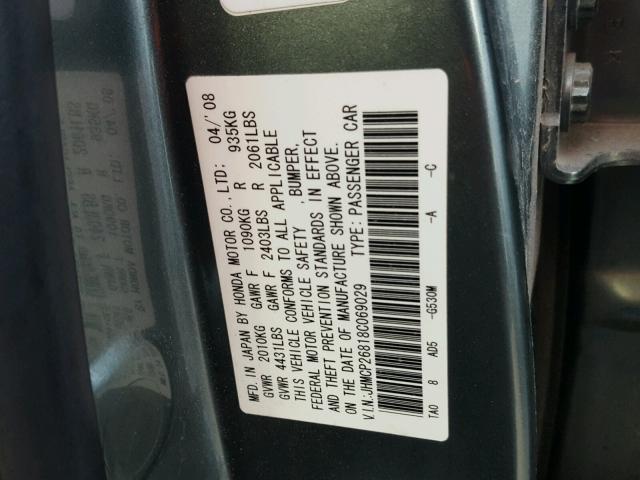 JHMCP26818C069029 - 2008 HONDA ACCORD EXL GREEN photo 10