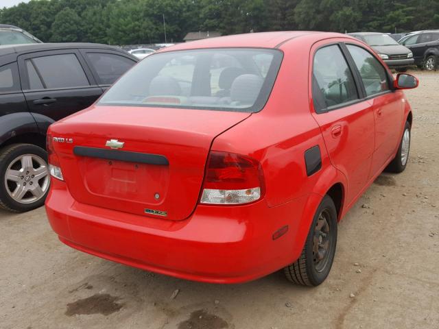 KL1TD52695B476301 - 2005 CHEVROLET AVEO BASE Қызыл фото 4