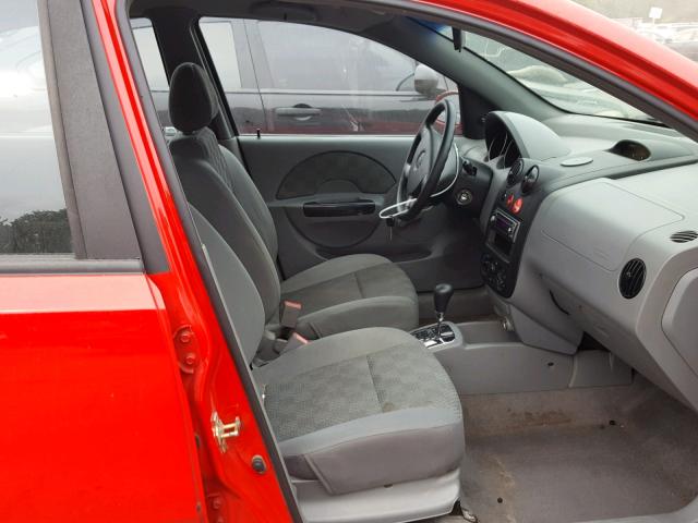 KL1TD52695B476301 - 2005 CHEVROLET AVEO BASE Қызыл фото 6