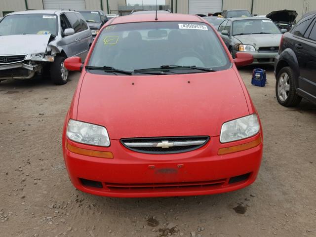 KL1TD52695B476301 - 2005 CHEVROLET AVEO BASE Қызыл фото 9