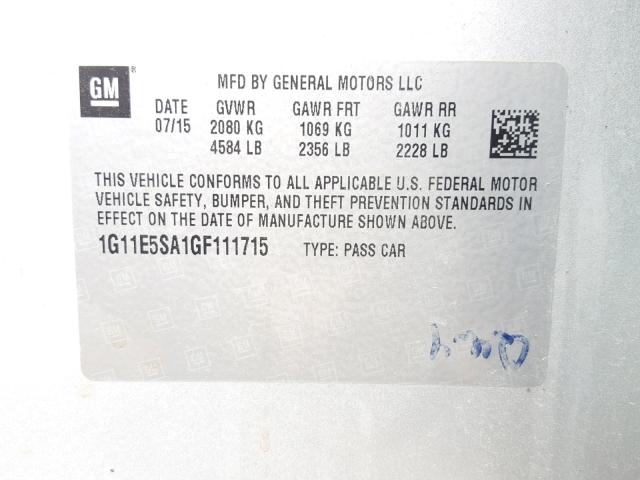 1G11E5SA1GF111715 - 2016 CHEVROLET MALIBU LIM 银色 照片 10