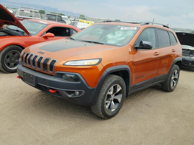 1C4PJMBS1GW280259 - 2016 JEEP CHEROKEE T ORANGE photo 2