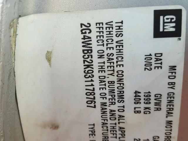 2G4WB52K931178767 - 2003 BUICK REGAL LS 银色 照片 10