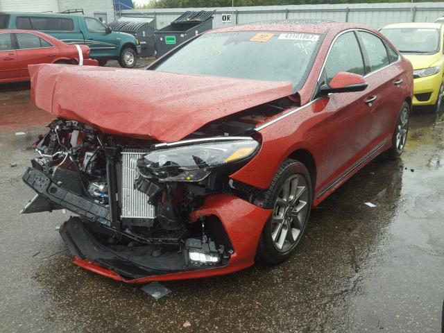 5NPE34AB6JH616990 - 2018 HYUNDAI SONATA RED photo 2