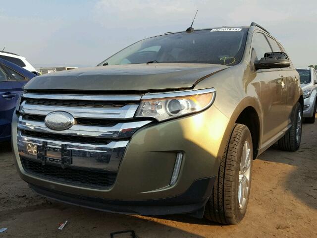 2FMDK3JC9DBB00572 - 2013 FORD EDGE SEL GREEN photo 2