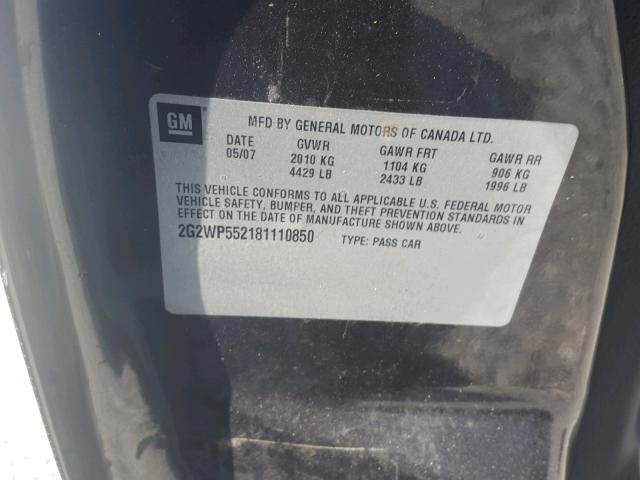 2G2WP552181110850 - 2008 PONTIAC GRAND PRIX Boz foto 10