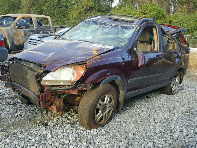 SHSRD78832U007956 - 2002 HONDA CR-V EX MAROON photo 2