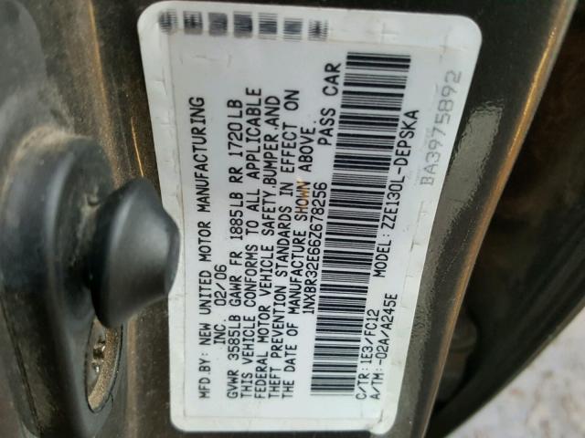 1NXBR32E66Z678256 - 2006 TOYOTA COROLLA GRAY photo 10