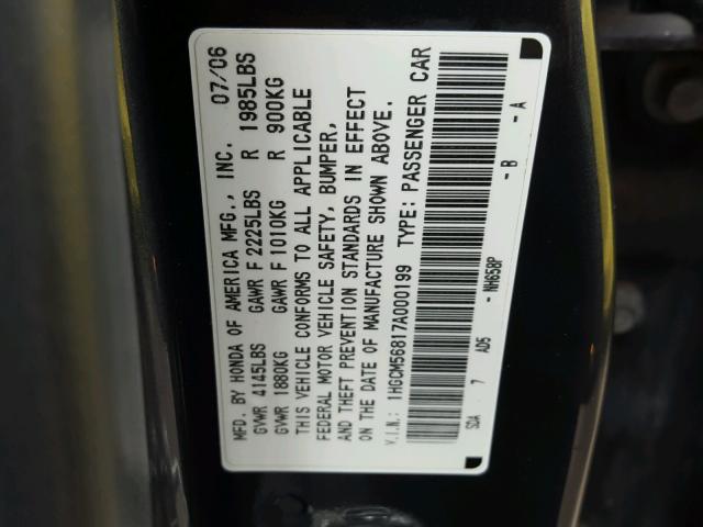 1HGCM56817A000199 - 2007 HONDA ACCORD EX GRAY photo 10