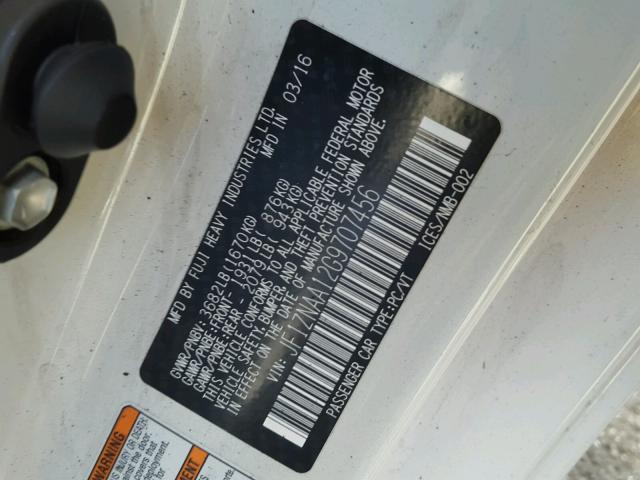 JF1ZNAA12G9707456 - 2016 TOYOTA SCION FR-S თეთრი ფოტო 10