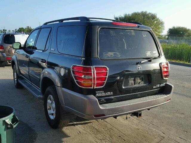 5TDBT44A72S091522 - 2002 TOYOTA SEQUOIA SR BLACK photo 3