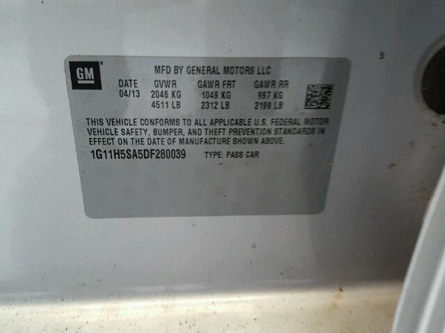 1G11H5SA5DF280039 - 2013 CHEVROLET MALIBU SILVER photo 10