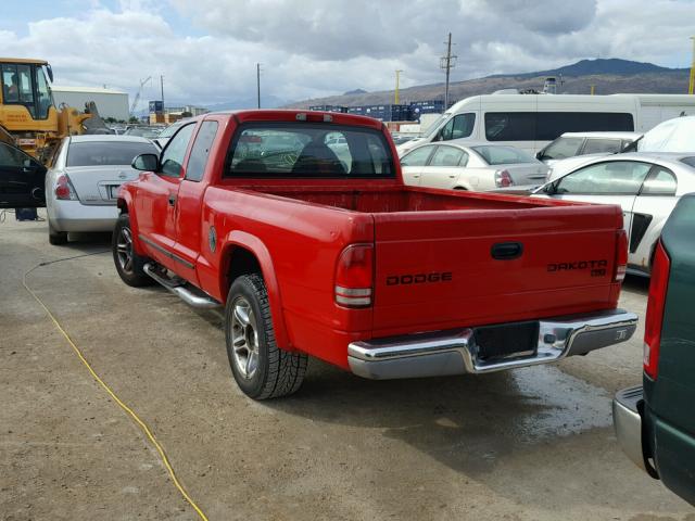 1D7GL42N14S651191 - 2004 DODGE DAKOTA SLT RED photo 3