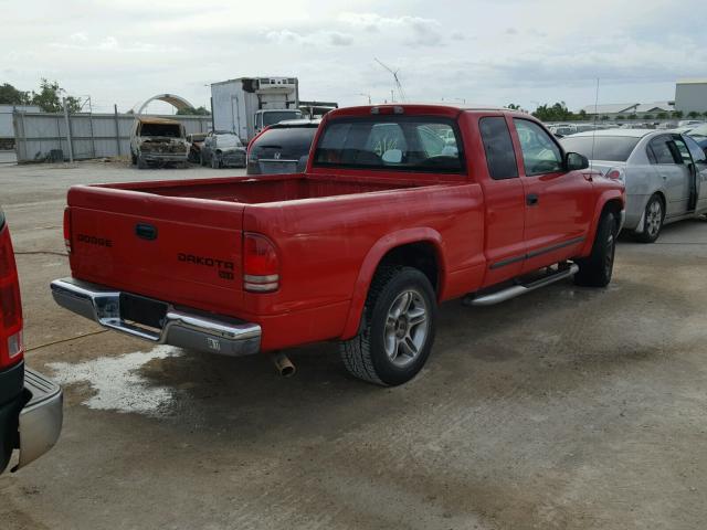 1D7GL42N14S651191 - 2004 DODGE DAKOTA SLT RED photo 4