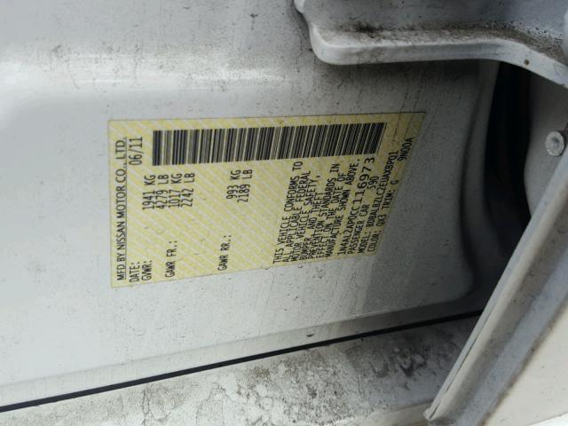 1N4AL2AP0CC116973 - 2012 NISSAN ALTIMA BAS WHITE photo 10